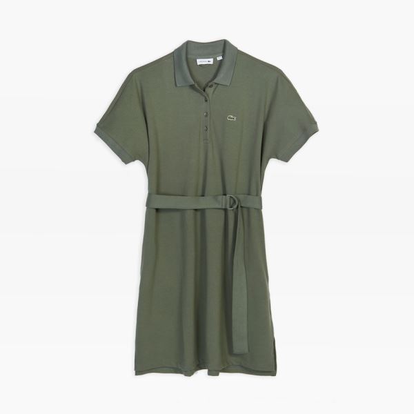 Lacoste Kimono-Sleeved Wide Polo Dress - Šaty Dámské Hnědožlutý Zelene | CZ-5LXJrV